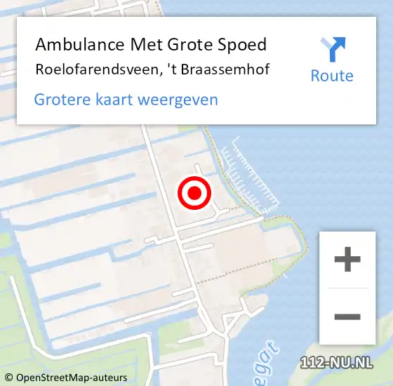 Locatie op kaart van de 112 melding: Ambulance Met Grote Spoed Naar Roelofarendsveen, 't Braassemhof op 26 november 2015 16:53