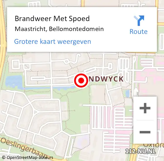 Locatie op kaart van de 112 melding: Brandweer Met Spoed Naar Maastricht, Bellomontedomein op 26 november 2015 16:55