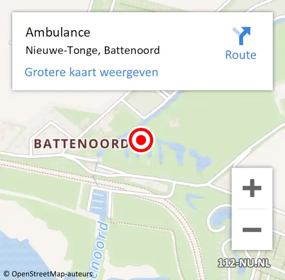 Locatie op kaart van de 112 melding: Ambulance Nieuwe-Tonge, Battenoord op 26 november 2015 17:20