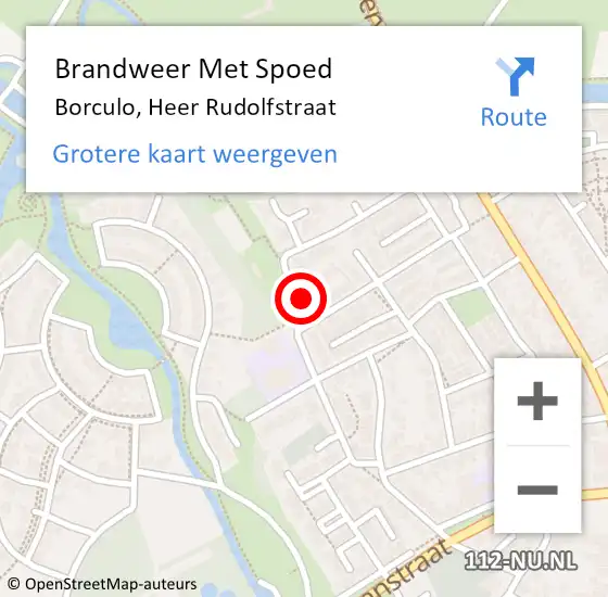 Locatie op kaart van de 112 melding: Brandweer Met Spoed Naar Borculo, Heer Rudolfstraat op 26 november 2015 17:37