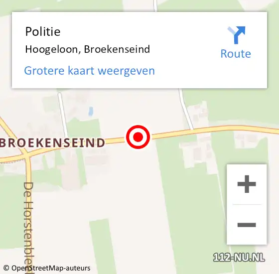 Locatie op kaart van de 112 melding: Politie Hoogeloon, Broekenseind op 26 november 2015 17:48