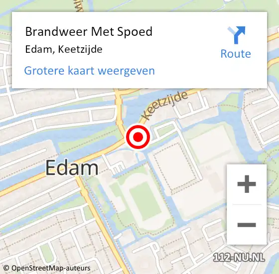 Locatie op kaart van de 112 melding: Brandweer Met Spoed Naar Edam, Keetzijde op 26 november 2015 17:59