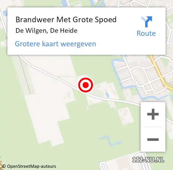 Locatie op kaart van de 112 melding: Brandweer Met Grote Spoed Naar De Wilgen, De Heide op 26 november 2015 18:15