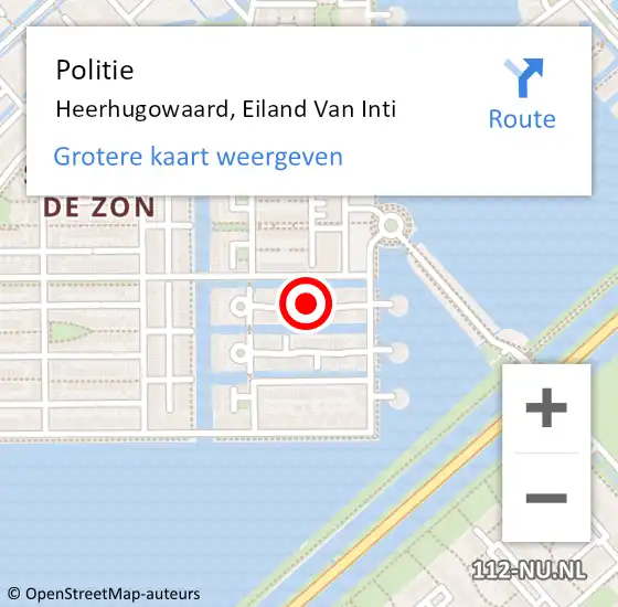 Locatie op kaart van de 112 melding: Politie Heerhugowaard, Eiland Van Inti op 26 november 2015 18:16