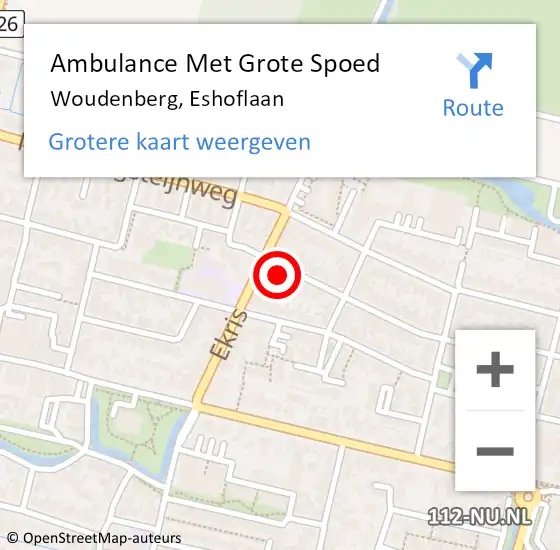 Locatie op kaart van de 112 melding: Ambulance Met Grote Spoed Naar Woudenberg, Eshoflaan op 26 november 2015 18:54