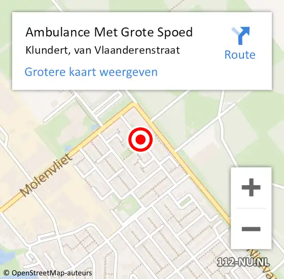 Locatie op kaart van de 112 melding: Ambulance Met Grote Spoed Naar Klundert, van Vlaanderenstraat op 26 november 2015 18:56