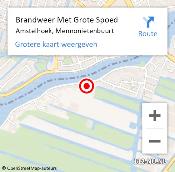 Locatie op kaart van de 112 melding: Brandweer Met Grote Spoed Naar Amstelhoek, Mennonietenbuurt op 26 november 2015 18:57