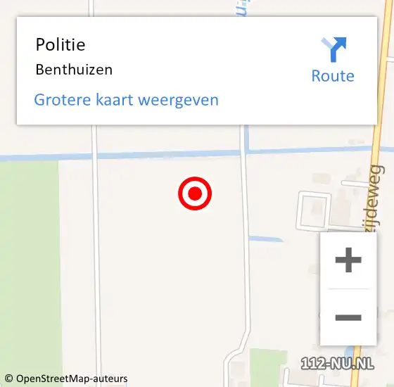 Locatie op kaart van de 112 melding: Politie Benthuizen op 26 november 2015 19:07