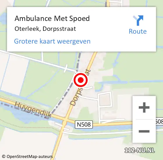 Locatie op kaart van de 112 melding: Ambulance Met Spoed Naar Oterleek, Dorpsstraat op 26 november 2015 19:12