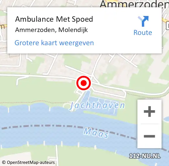 Locatie op kaart van de 112 melding: Ambulance Met Spoed Naar Ammerzoden, Molendijk op 26 november 2015 20:00