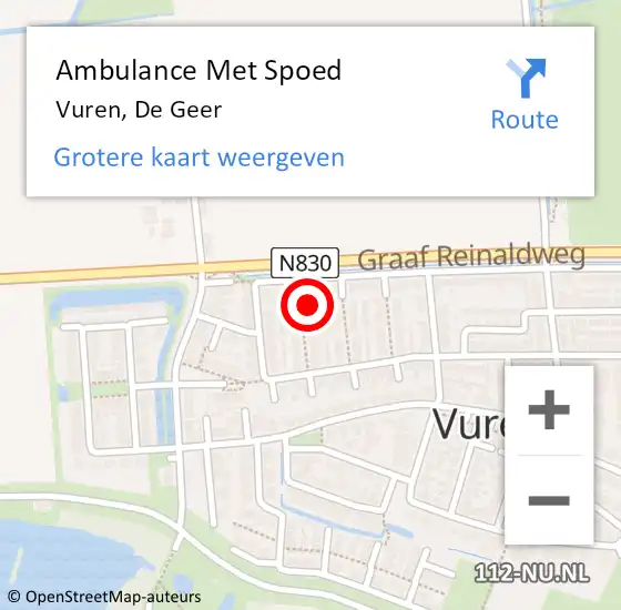 Locatie op kaart van de 112 melding: Ambulance Met Spoed Naar Vuren, De Geer op 26 november 2015 20:06