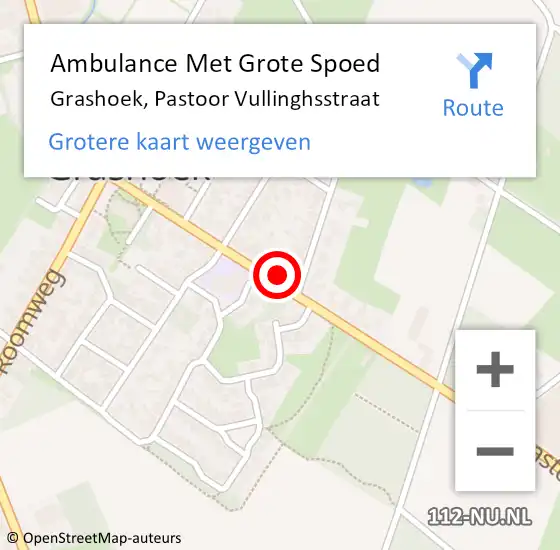 Locatie op kaart van de 112 melding: Ambulance Met Grote Spoed Naar Grashoek, Pastoor Vullinghsstraat op 28 november 2013 09:06