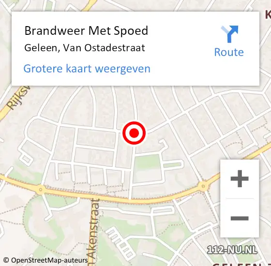 Locatie op kaart van de 112 melding: Brandweer Met Spoed Naar Geleen, Van Ostadestraat op 26 november 2015 20:34