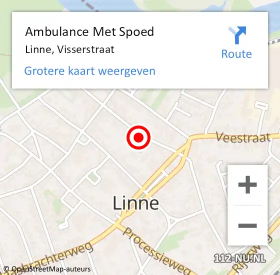 Locatie op kaart van de 112 melding: Ambulance Met Spoed Naar Linne, Visserstraat op 26 november 2015 21:30