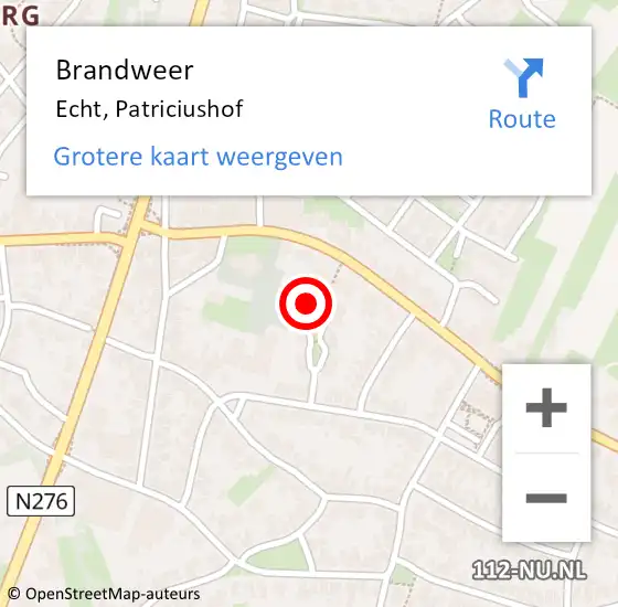 Locatie op kaart van de 112 melding: Brandweer Echt, Patriciushof op 26 november 2015 21:36