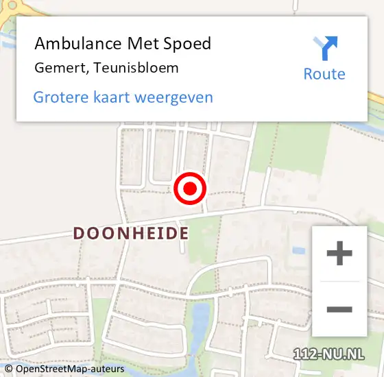 Locatie op kaart van de 112 melding: Ambulance Met Spoed Naar Gemert, Teunisbloem op 26 november 2015 21:41