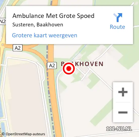 Locatie op kaart van de 112 melding: Ambulance Met Grote Spoed Naar Susteren, Baakhoven op 26 november 2015 22:19