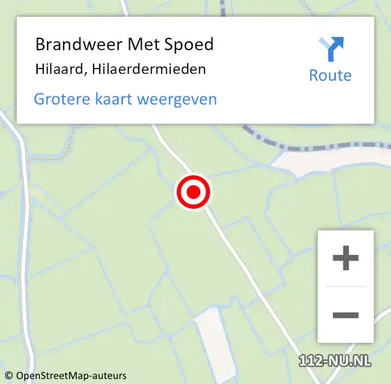 Locatie op kaart van de 112 melding: Brandweer Met Spoed Naar Hilaard, Hilaerdermieden op 26 november 2015 22:23