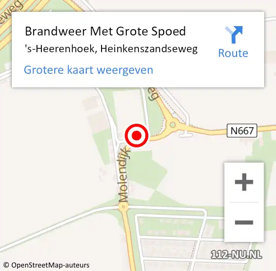 Locatie op kaart van de 112 melding: Brandweer Met Grote Spoed Naar 's-Heerenhoek, Heinkenszandseweg op 26 november 2015 22:44