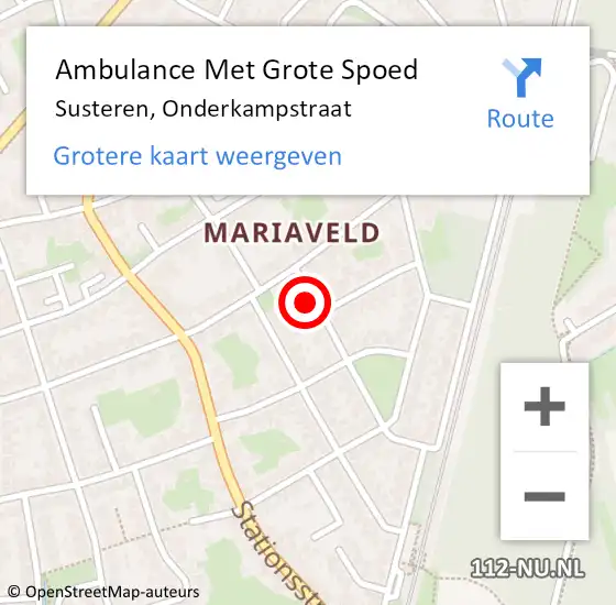 Locatie op kaart van de 112 melding: Ambulance Met Grote Spoed Naar Susteren, Onderkampstraat op 27 november 2015 00:00