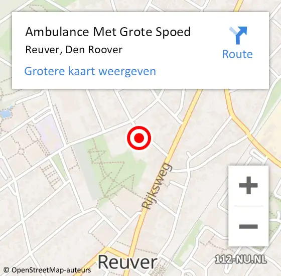 Locatie op kaart van de 112 melding: Ambulance Met Grote Spoed Naar Reuver, Den Roover op 27 november 2015 02:22