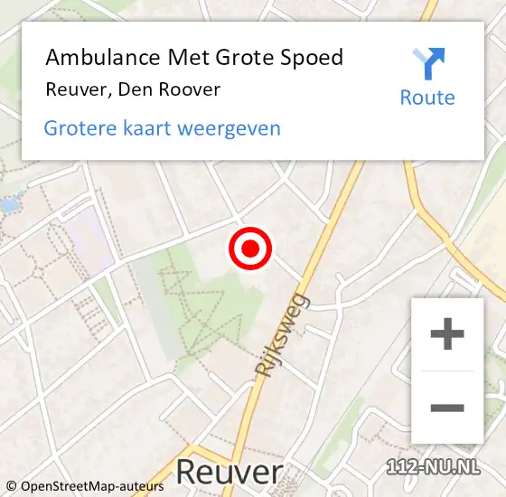 Locatie op kaart van de 112 melding: Ambulance Met Grote Spoed Naar Reuver, Den Roover op 27 november 2015 02:23