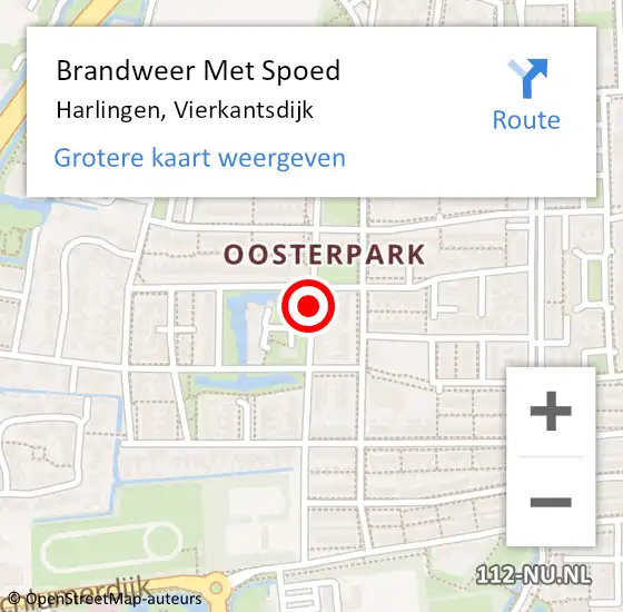 Locatie op kaart van de 112 melding: Brandweer Met Spoed Naar Harlingen, Vierkantsdijk op 27 november 2015 02:37