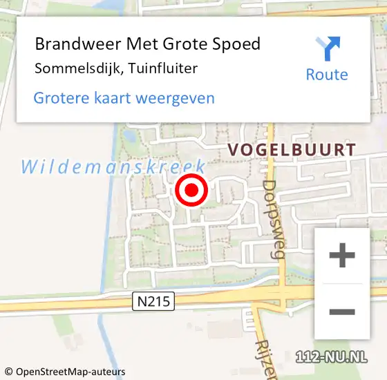 Locatie op kaart van de 112 melding: Brandweer Met Grote Spoed Naar Sommelsdijk, Tuinfluiter op 27 november 2015 02:37