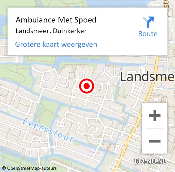 Locatie op kaart van de 112 melding: Ambulance Met Spoed Naar Landsmeer, Duinkerker op 27 november 2015 06:59