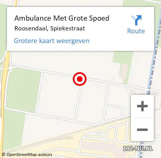 Locatie op kaart van de 112 melding: Ambulance Met Grote Spoed Naar Roosendaal, Spiekestraat op 27 november 2015 08:06