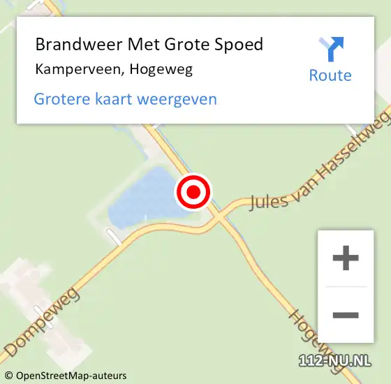 Locatie op kaart van de 112 melding: Brandweer Met Grote Spoed Naar Kamperveen, Hogeweg op 27 november 2015 08:47