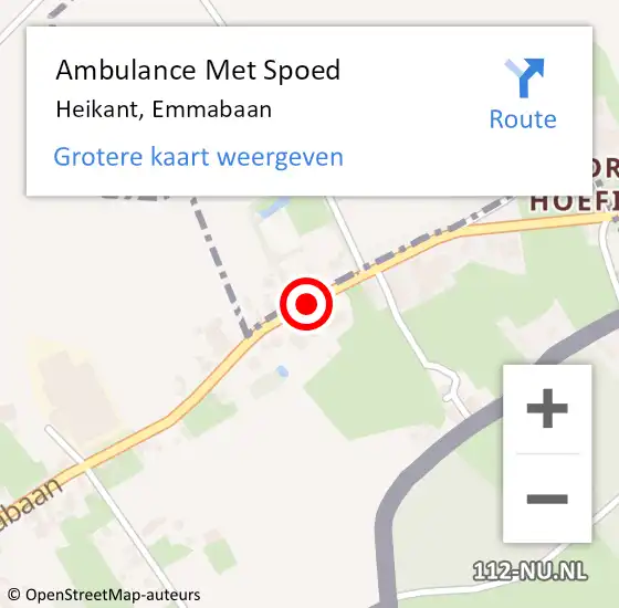 Locatie op kaart van de 112 melding: Ambulance Met Spoed Naar Heikant, Emmabaan op 27 november 2015 09:59