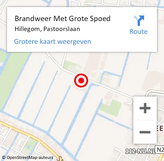 Locatie op kaart van de 112 melding: Brandweer Met Grote Spoed Naar Hillegom, Pastoorslaan op 27 november 2015 10:06