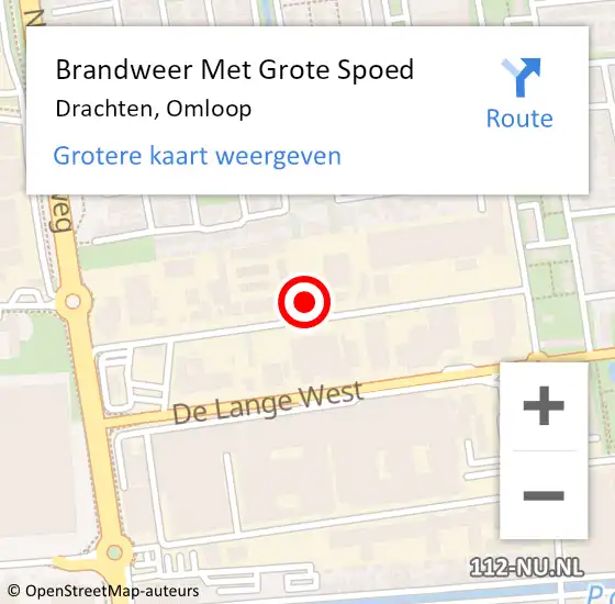 Locatie op kaart van de 112 melding: Brandweer Met Grote Spoed Naar Drachten, Omloop op 27 november 2015 10:31