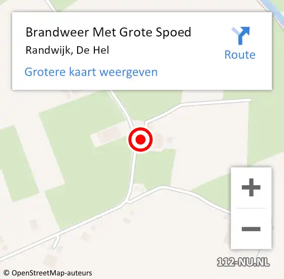 Locatie op kaart van de 112 melding: Brandweer Met Grote Spoed Naar Randwijk, De Hel op 27 november 2015 10:39