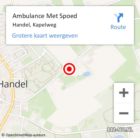 Locatie op kaart van de 112 melding: Ambulance Met Spoed Naar Handel, Kapelweg op 27 november 2015 11:30