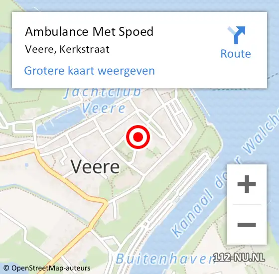 Locatie op kaart van de 112 melding: Ambulance Met Spoed Naar Veere, Kerkstraat op 27 november 2015 11:38