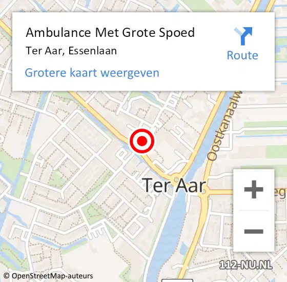 Locatie op kaart van de 112 melding: Ambulance Met Grote Spoed Naar Ter Aar, Essenlaan op 28 november 2013 09:56