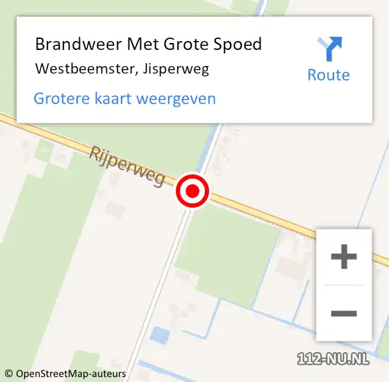 Locatie op kaart van de 112 melding: Brandweer Met Grote Spoed Naar Westbeemster, Jisperweg op 27 november 2015 13:09