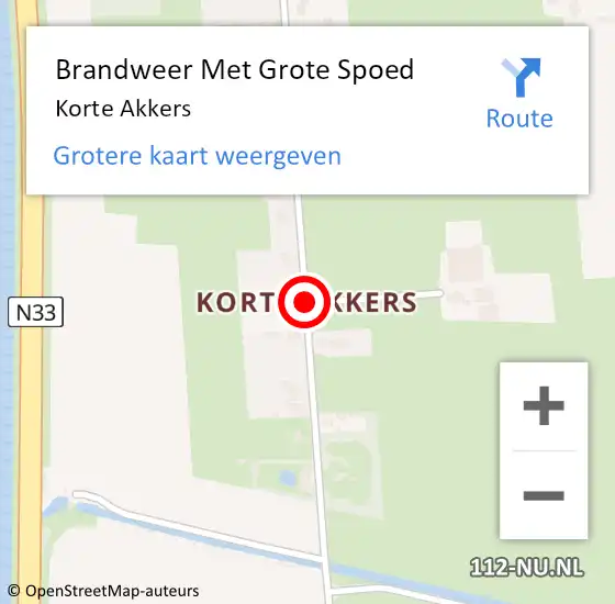 Locatie op kaart van de 112 melding: Brandweer Met Grote Spoed Naar Korte Akkers op 27 november 2015 13:14