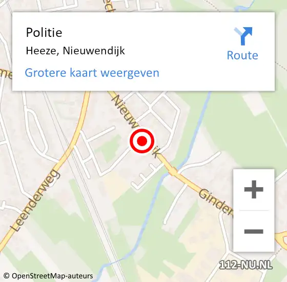 Locatie op kaart van de 112 melding: Politie Heeze, Nieuwendijk op 27 november 2015 13:19