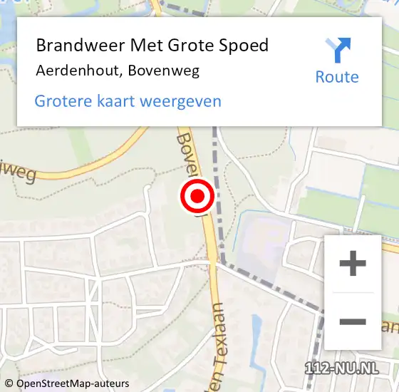 Locatie op kaart van de 112 melding: Brandweer Met Grote Spoed Naar Aerdenhout, Bovenweg op 27 november 2015 13:25