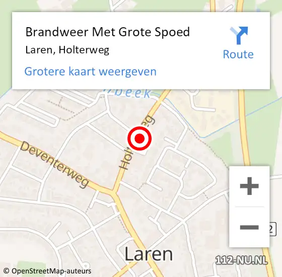 Locatie op kaart van de 112 melding: Brandweer Met Grote Spoed Naar Laren, Holterweg op 27 november 2015 14:16