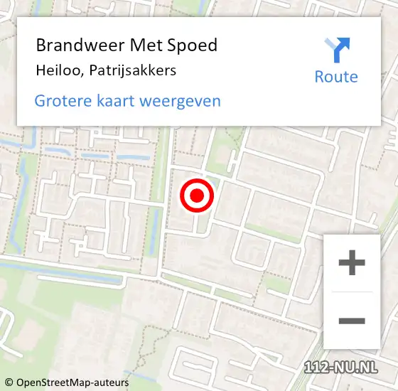 Locatie op kaart van de 112 melding: Brandweer Met Spoed Naar Heiloo, Patrijsakkers op 27 november 2015 14:56