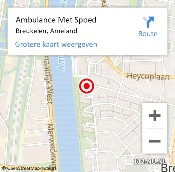 Locatie op kaart van de 112 melding: Ambulance Met Spoed Naar Breukelen, Ameland op 27 november 2015 15:25