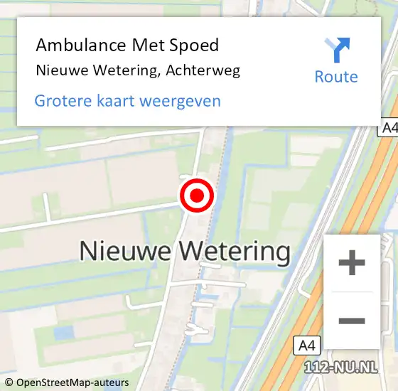 Locatie op kaart van de 112 melding: Ambulance Met Spoed Naar Nieuwe Wetering, Achterweg op 27 november 2015 15:40