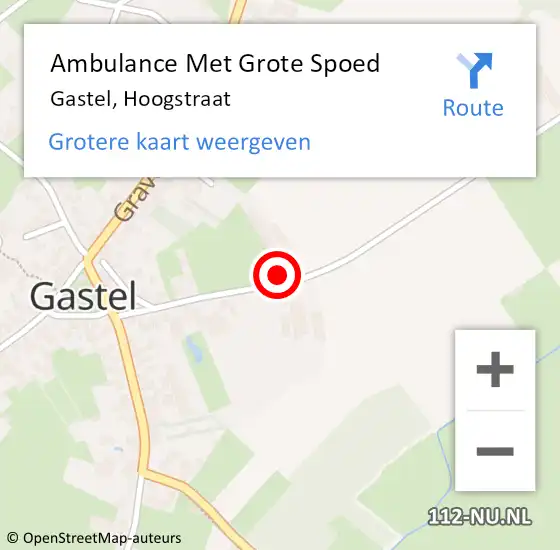 Locatie op kaart van de 112 melding: Ambulance Met Grote Spoed Naar Gastel, Hoogstraat op 27 november 2015 16:07