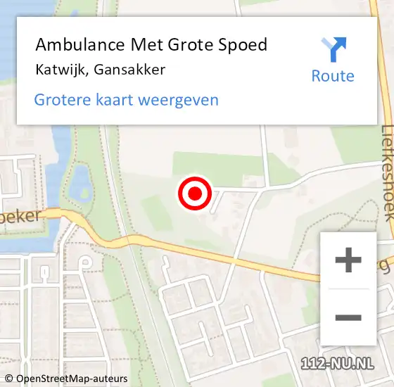 Locatie op kaart van de 112 melding: Ambulance Met Grote Spoed Naar Katwijk, Gansakker op 27 november 2015 16:27