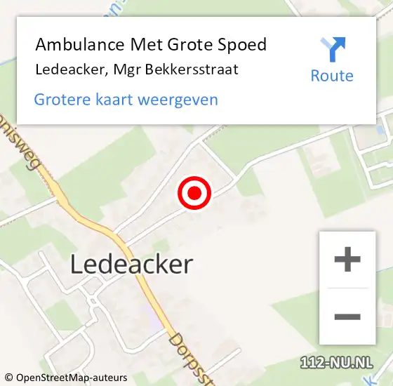 Locatie op kaart van de 112 melding: Ambulance Met Grote Spoed Naar Ledeacker, Mgr Bekkersstraat op 27 november 2015 16:47