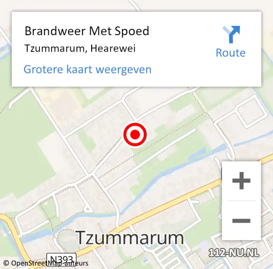 Locatie op kaart van de 112 melding: Brandweer Met Spoed Naar Tzummarum, Hearewei op 27 november 2015 17:16